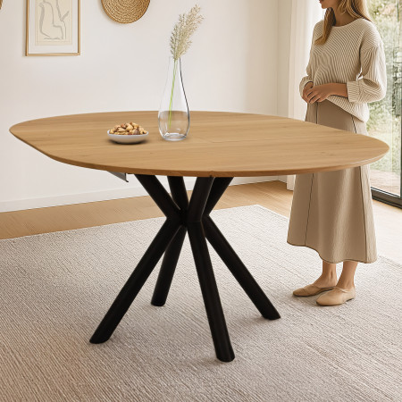 Kulatý rozkládací stůl dubový s kovovýma nohama ø120 cm