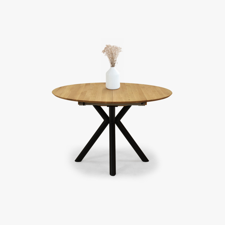 Kulatý rozkládací stůl dubový s kovovýma nohama ø120 cm