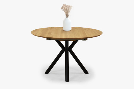 Kulatý rozkládací stůl dubový s kovovýma nohama ø120 cm