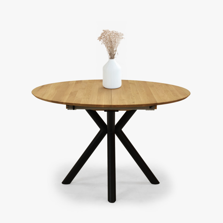 Kulatý rozkládací stůl dubový s kovovýma nohama ø120 cm