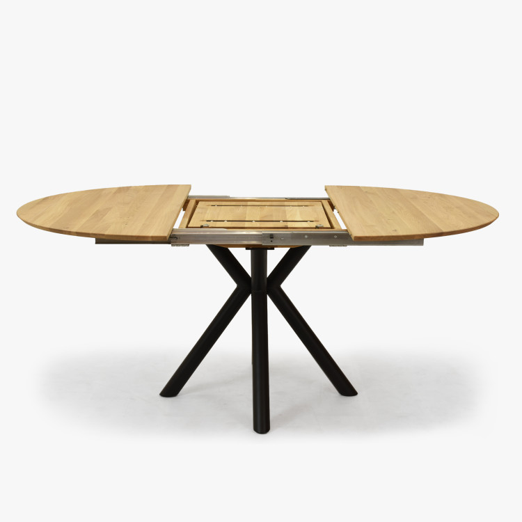 Kulatý rozkládací stůl dubový s kovovýma nohama ø120 cm