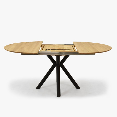 Kulatý rozkládací stůl dubový s kovovýma nohama ø120 cm