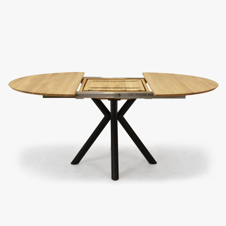 Kulatý rozkládací stůl dubový s kovovýma nohama ø120 cm