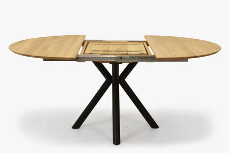 Kulatý rozkládací stůl dubový s kovovýma nohama ø120 cm