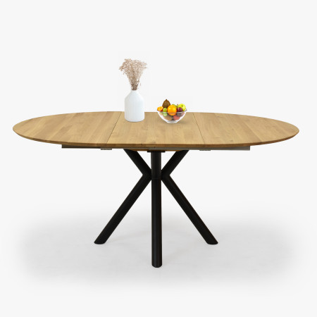 Kulatý rozkládací stůl dubový s kovovýma nohama ø120 cm