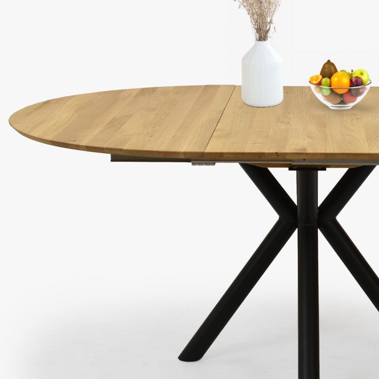 Kulatý rozkládací stůl dubový s kovovýma nohama ø120 cm