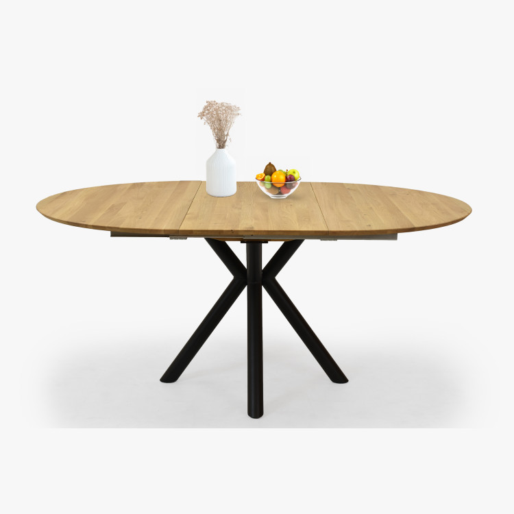 Kulatý rozkládací stůl dubový s kovovýma nohama ø120 cm