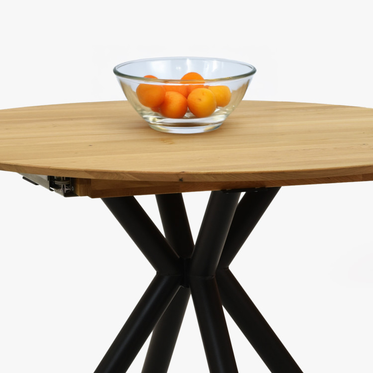 Kulatý rozkládací stůl dubový s kovovýma nohama ø120 cm