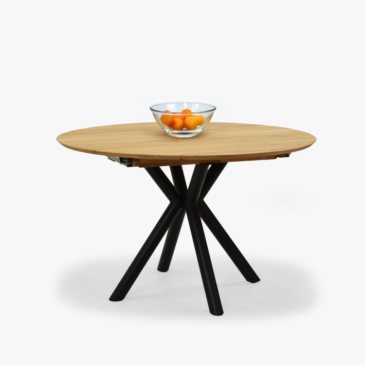 Kulatý rozkládací stůl dubový s kovovýma nohama ø120 cm