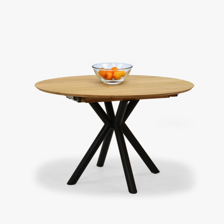 Kulatý rozkládací stůl dubový s kovovýma nohama ø120 cm