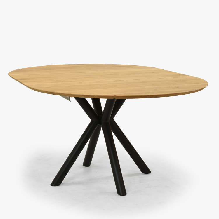 Kulatý rozkládací stůl dubový s kovovýma nohama ø120 cm