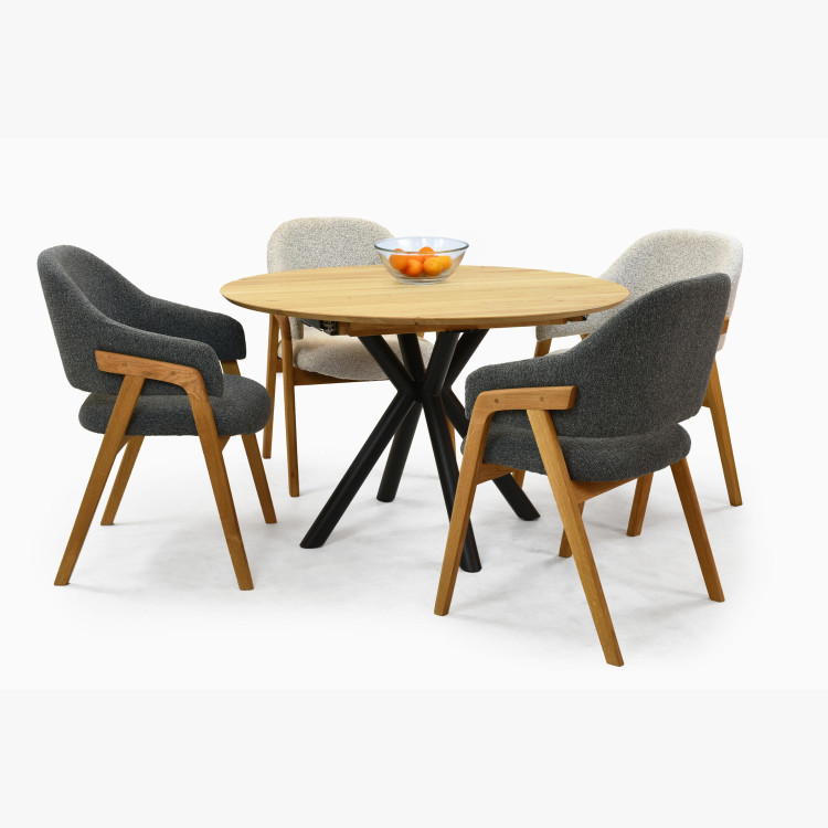 Kulatý rozkládací stůl dubový s kovovýma nohama ø120 cm