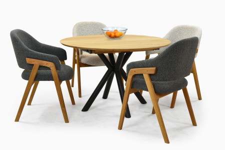 Kulatý rozkládací stůl dubový s kovovýma nohama ø120 cm