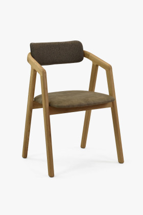 Massivholz Eichenstuhl gepolstert Braun Naturholzstuhl