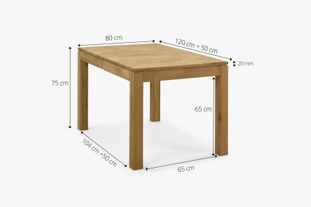 Sestava stůl 120 x 80 a 4 židle dub