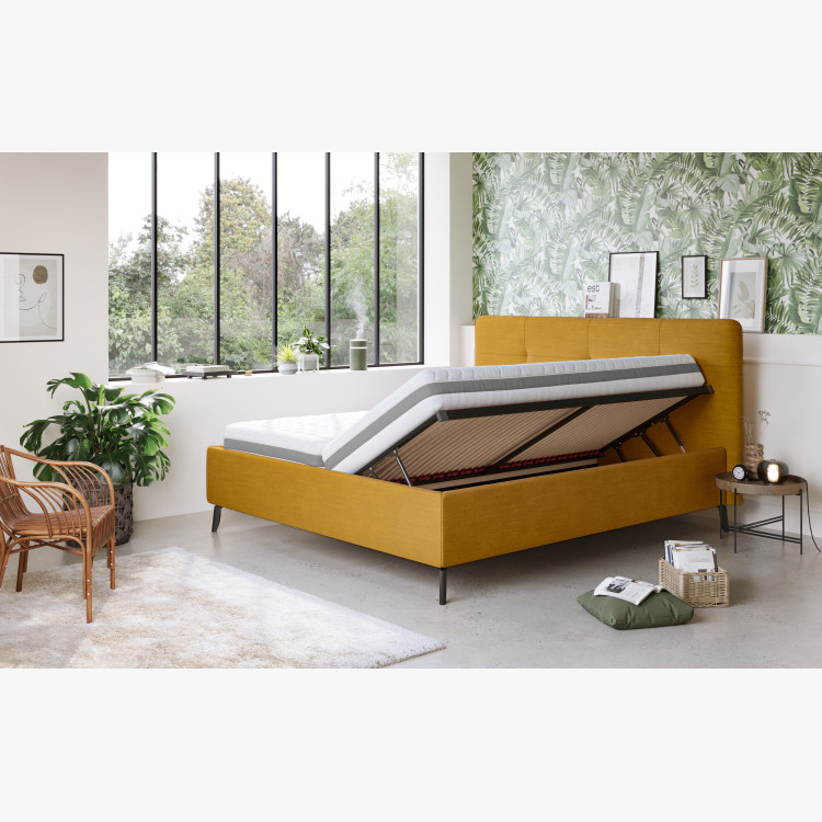 Čaluněná postel s úložným prostorem zelená, 180 x 200 cm