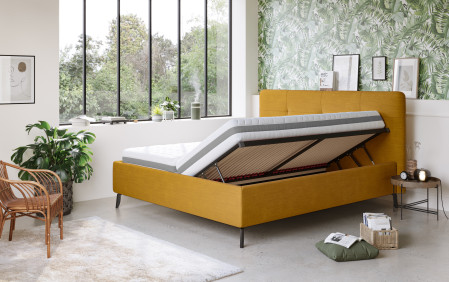 Čaluněná postel s úložným prostorem zelená, 180 x 200 cm