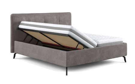 Šedá čalouněná postel s úložným prostorem , 160 x 200 cm