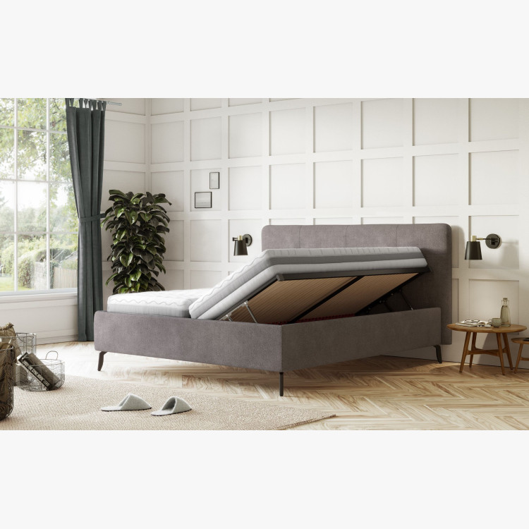 Šedá čalouněná postel s úložným prostorem , 160 x 200 cm