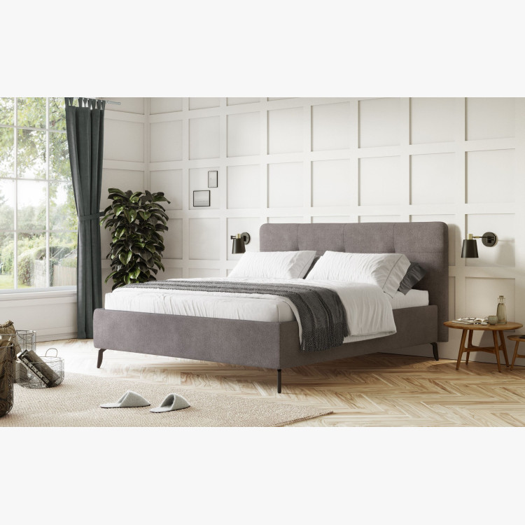 Šedá čalouněná postel s úložným prostorem , 180 x 200 cm