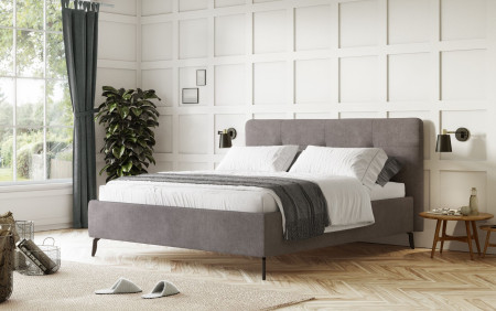 Šedá čalouněná postel s úložným prostorem , 180 x 200 cm