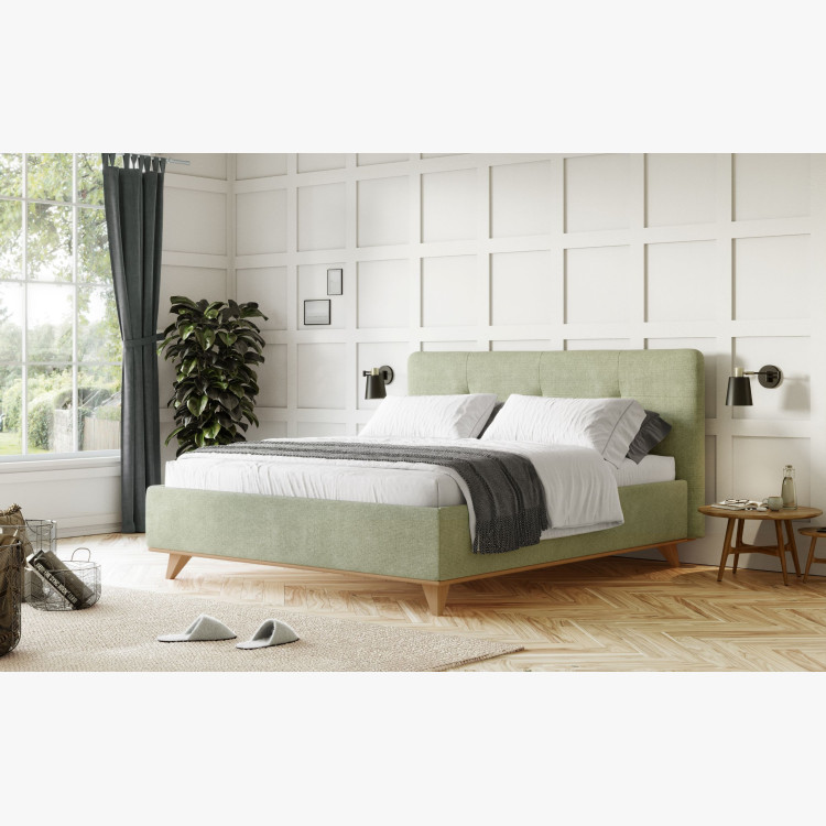 Moderní čalouněná postel s úložným prostorem, 160 × 200 cm