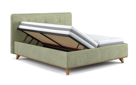 Moderní čalouněná postel s úložným prostorem, 160 × 200 cm