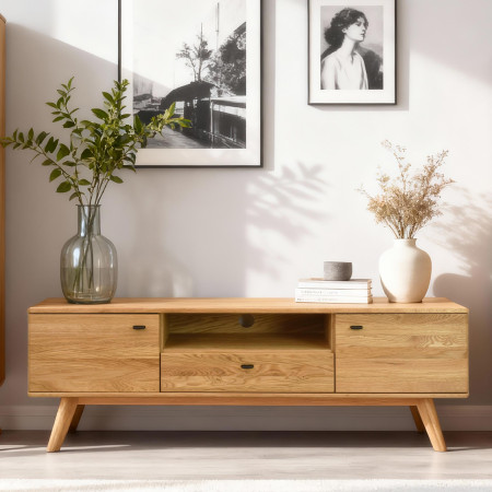 Masivní tv komoda dub na nohou