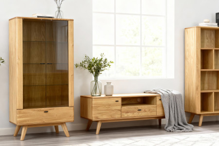Masivní tv komoda dub na nohou