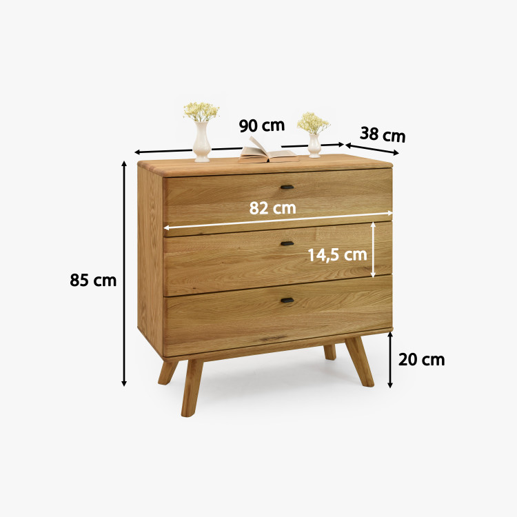 Dubová komoda se šuplíky na nohou