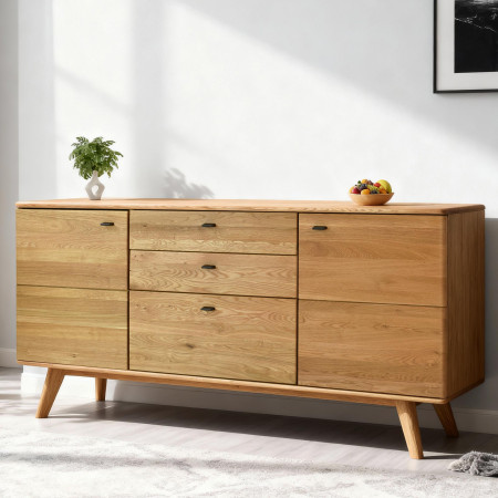 Dubová komoda s dvířky a šuplíky