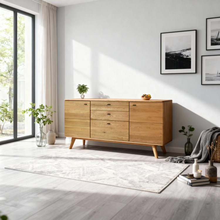 Dubová komoda s dvířky a šuplíky