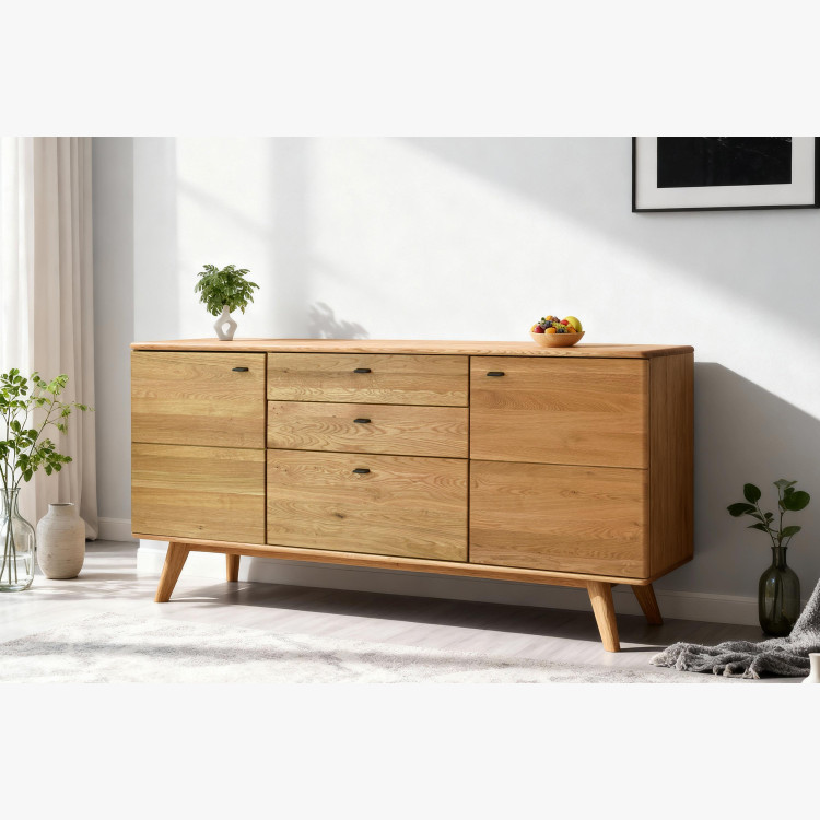 Dubová komoda s dvířky a šuplíky