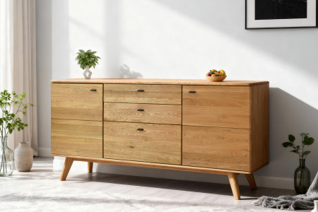 Dubová komoda s dvířky a šuplíky