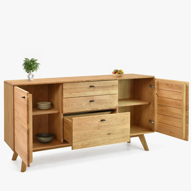 Dubová komoda s dvířky a šuplíky