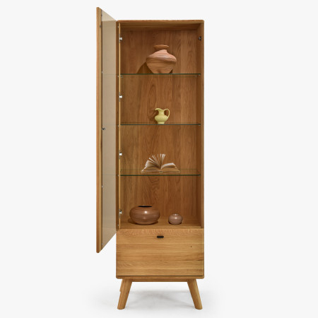 Jednodveřová masivní vitrina na nohou