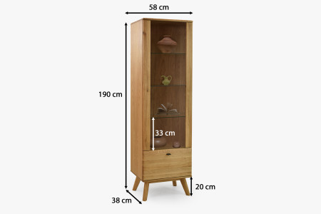 Jednodveřová masivní vitrina na nohou