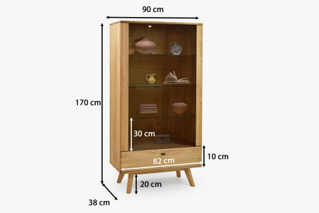 Dvoudveřová masivní vitrína na nohou