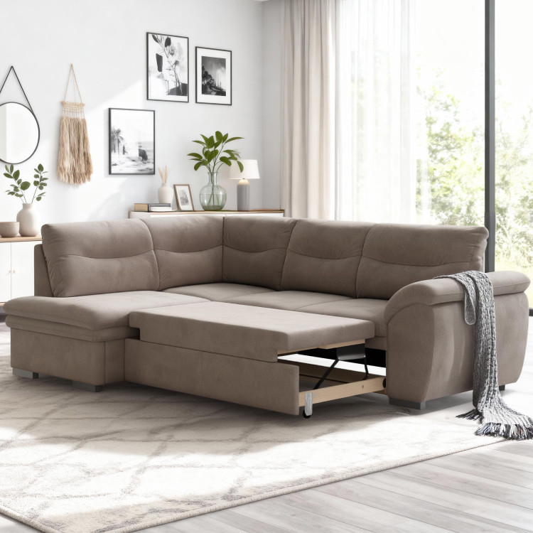 Rohová rozkládací sedací souprava s úložným prostorem LEANDRA OTM/SK - 2F