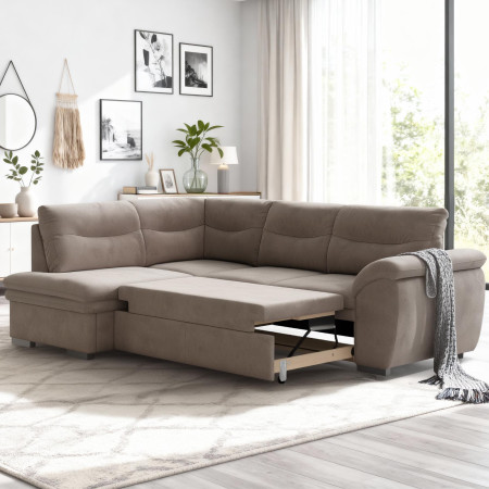 Rohová rozkládací sedací souprava s úložným prostorem LEANDRA OTM/SK - 2F