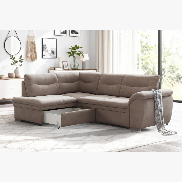 Rohová rozkládací sedací souprava s úložným prostorem LEANDRA OTM/SK - 2F