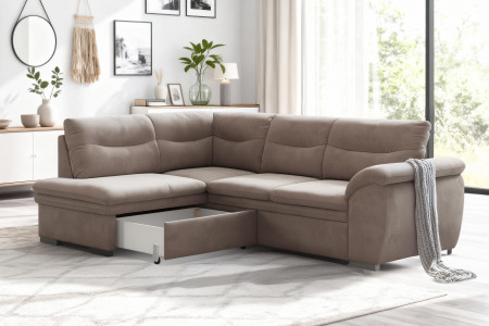 Rohová rozkládací sedací souprava s úložným prostorem LEANDRA OTM/SK - 2F