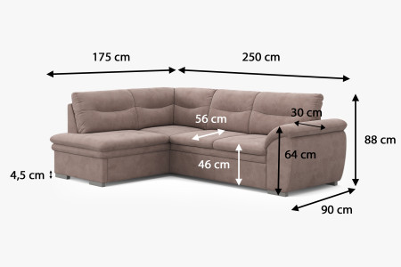Rohová rozkládací sedací souprava s úložným prostorem LEANDRA OTM/SK - 2F