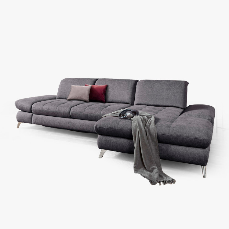 Rohová sedací souprava Carolina šedá - roh v pravo