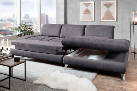 Rohová sedací souprava Carolina šedá - roh v pravo