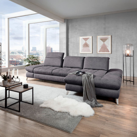 Rohová sedací souprava Carolina šedá - roh v pravo