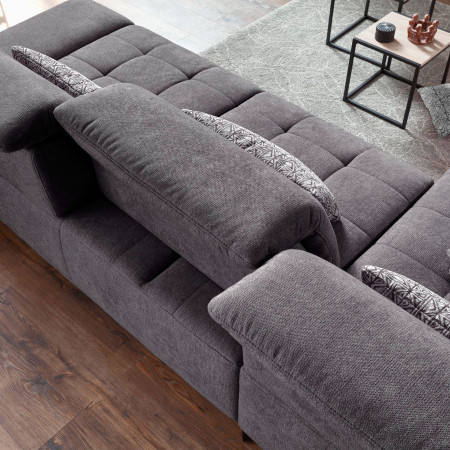 Rohová sedací souprava Carolina šedá - roh v pravo