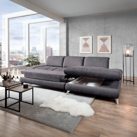 Rohová sedací souprava Carolina šedá - roh v pravo