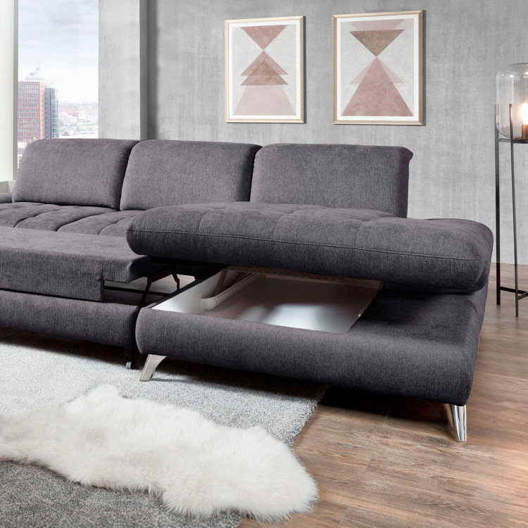 Rohová sedací souprava Carolina šedá - roh v pravo