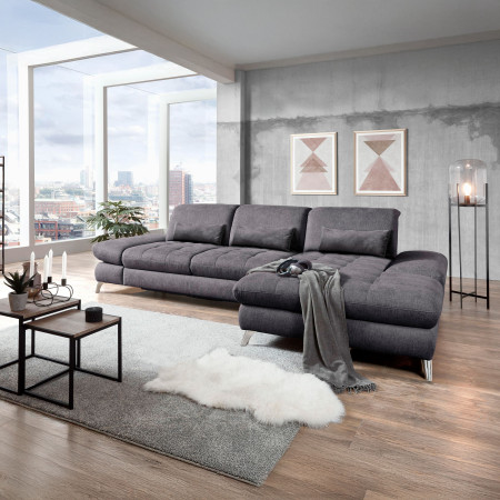 Rohová sedací souprava Carolina šedá - roh v pravo